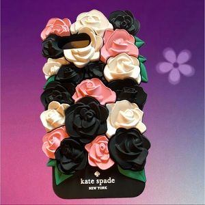 Kate Spade iPhone 3D Black Pink White Roses Case